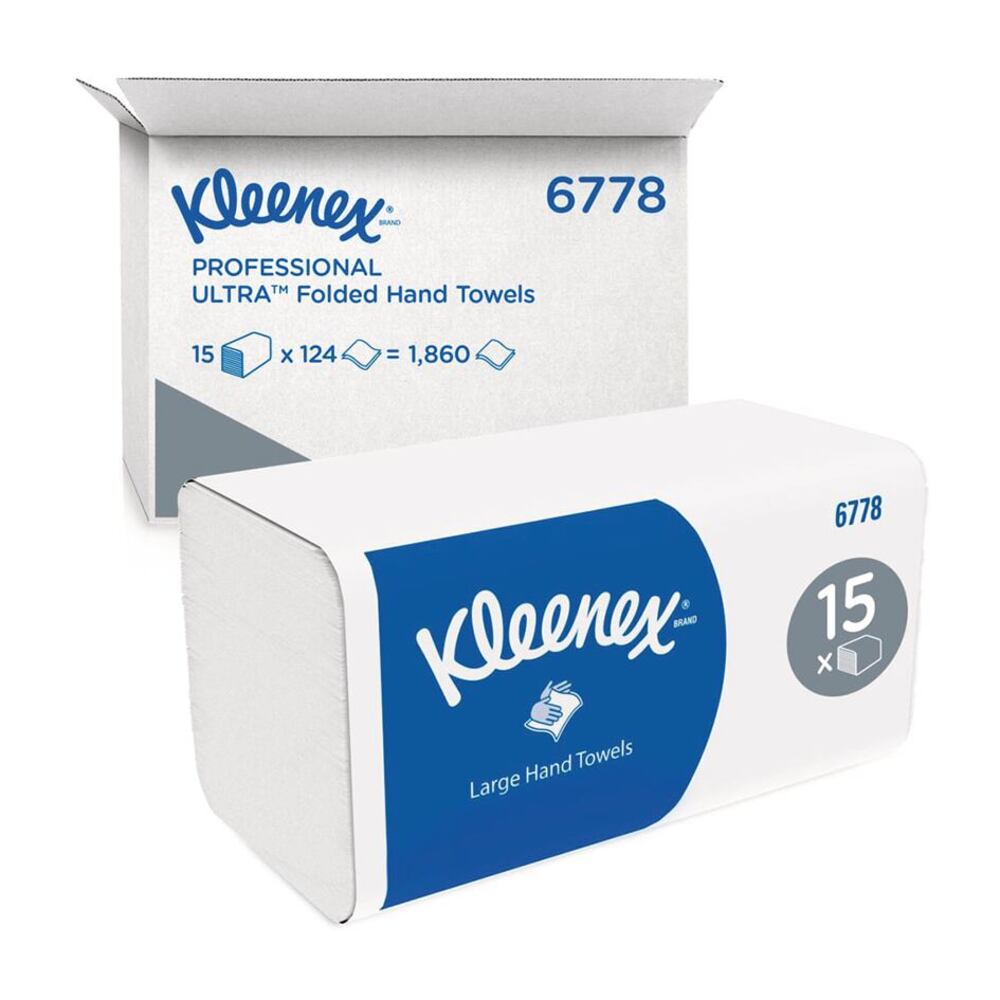KLEENEX® ULTRA hand towels, type 6778, white, 2-layer, 315 x 215 mm - Luminix Health