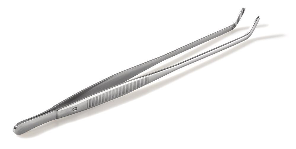 Forceps, bent, blunt, made of Remanit 4301, length 200 mm, 1 unit(s) - Luminix Health