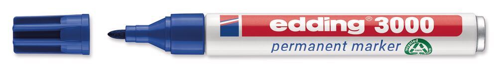 Permanentmarker, edding®, 3000, blue, round tip, 1,5 - 3 mm, 10 unit(s) - Luminix Health