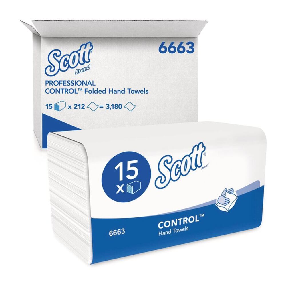 SCOTT® CONTROL hand towels, type 6663, white, 1-layer, 215 x 315 mm - Luminix Health