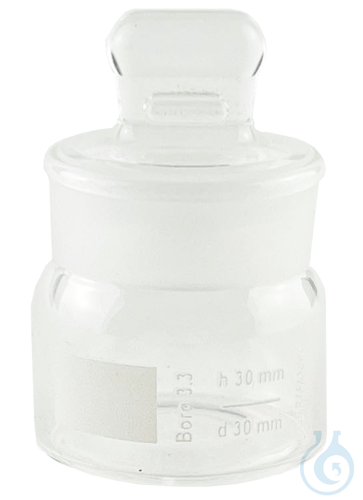 Weighing bottles with interchangeable cover, bottle of borosilicate glass 3.3