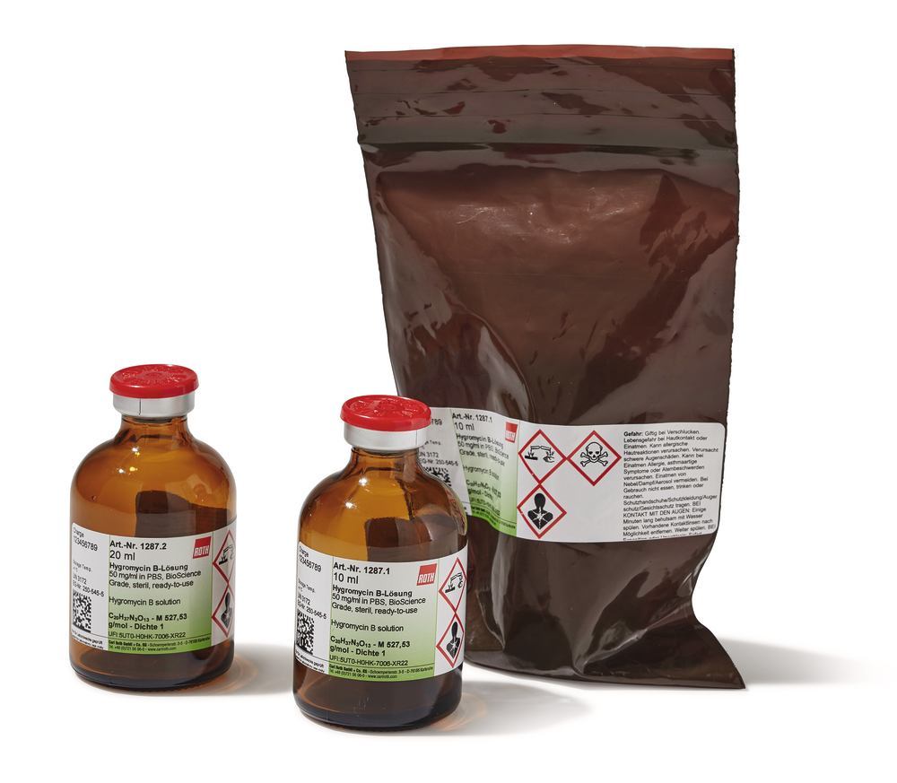 Hygromycin B solution, 50 mg/ml, BioScience-Grade, sterile, 10 ml, glass - Luminix Health