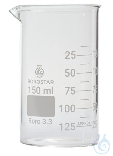 Borostar Becherglas 150ml, h.F. mit Ausguss, Boro 3.3