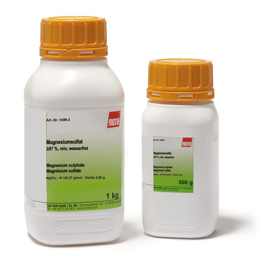 Magnesium sulphate, min. 97 %, pure, anhydrous, 500 g, plastic - Luminix Health