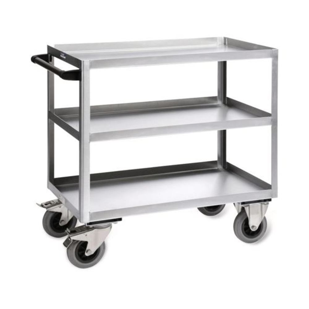 Stainless steel shelf trolley, With 3 tray shelves, 1 unit(s) - Luminix Health