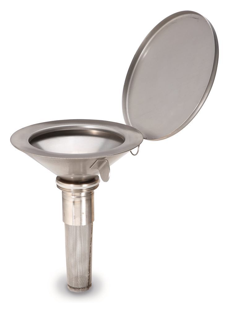 Safety funnel made of stainless steel, Slimline, with 2-inch fine thread - Luminix Health