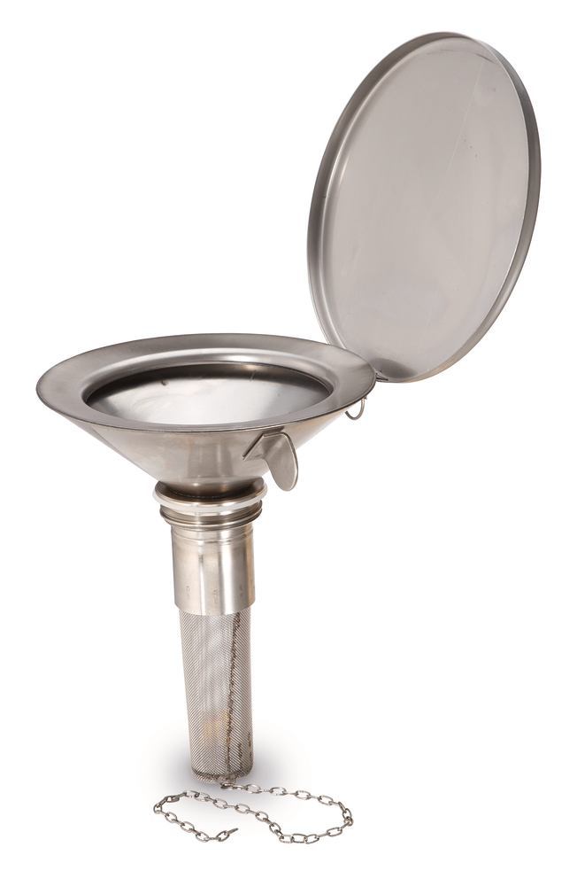 Safety funnel made of stainless steel, Slimline, with 2-inch coarse thread - Luminix Health