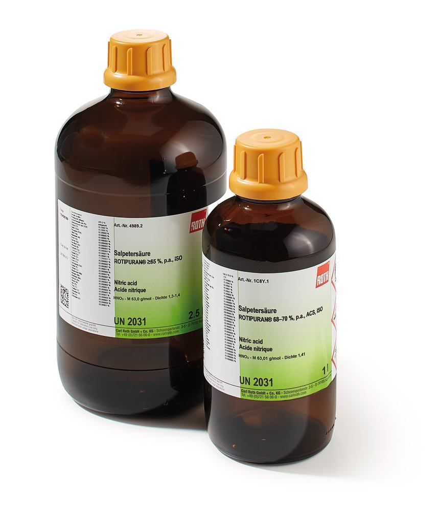 Nitric acid , ROTIPURAN®, min. 65 %, p.a., ISO, 250 ml, glass - Luminix Health