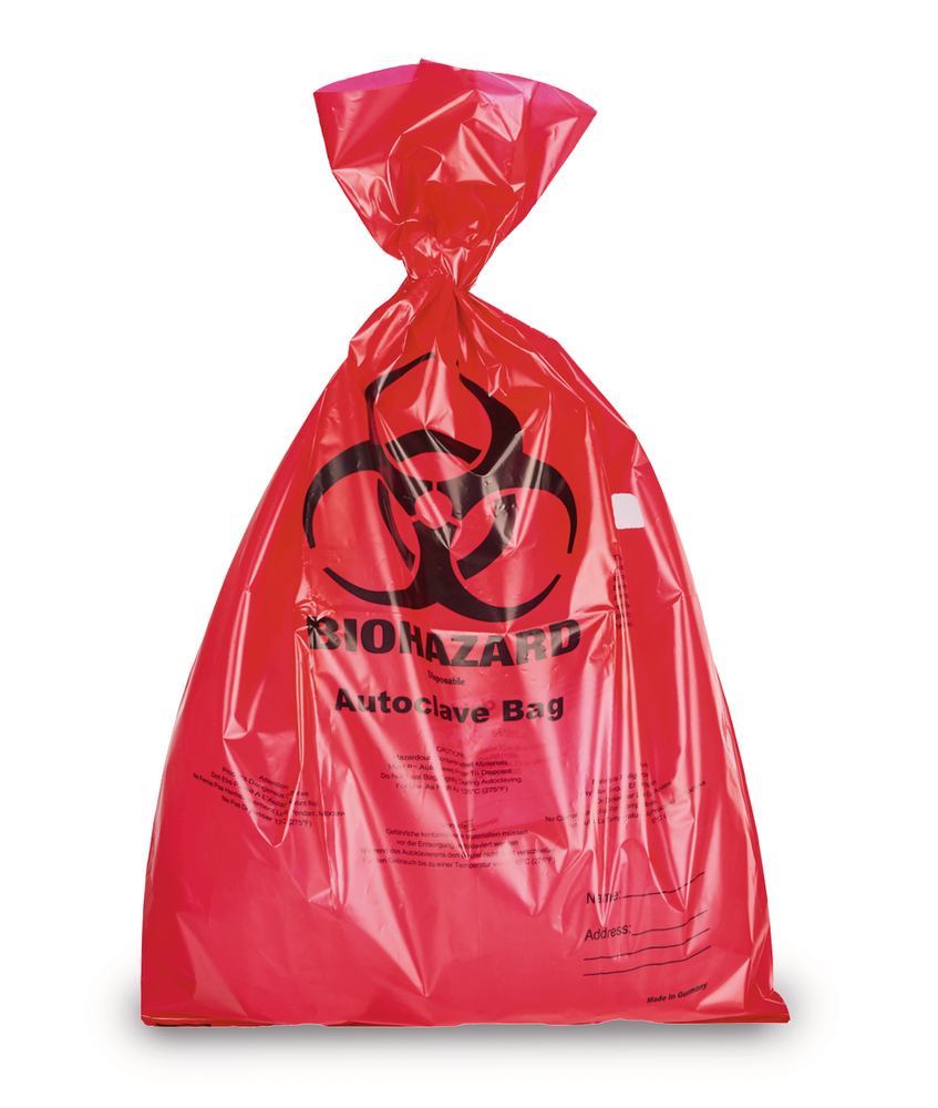 BIOHAZARD disposal bags, red, 8L, PP, 50 µm, 300x500 mm, 500 unit(s) - Luminix Health