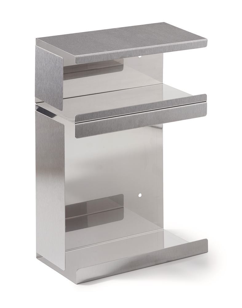 Dispenser f. masks and covers, Two compartments, stainless steel, 1 unit(s) - Luminix Health