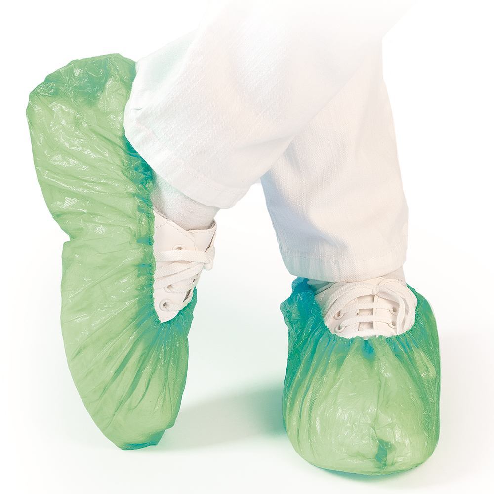 CPE Eco overshoes, Green, 41 cm, 25 µm, 100 unit(s) - Luminix Health