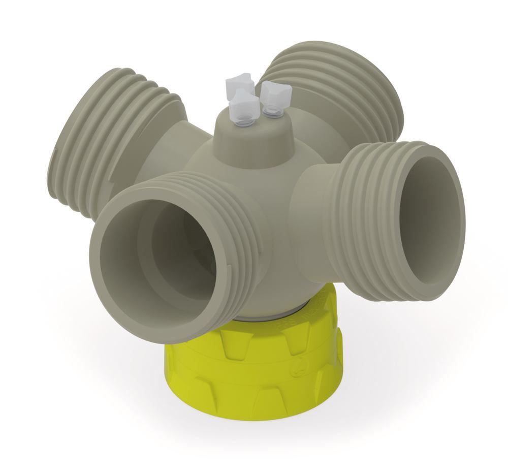 HPLC flushing bottle distributor, GL 45, With four GL 45 connections, 1 unit(s) - Luminix Health