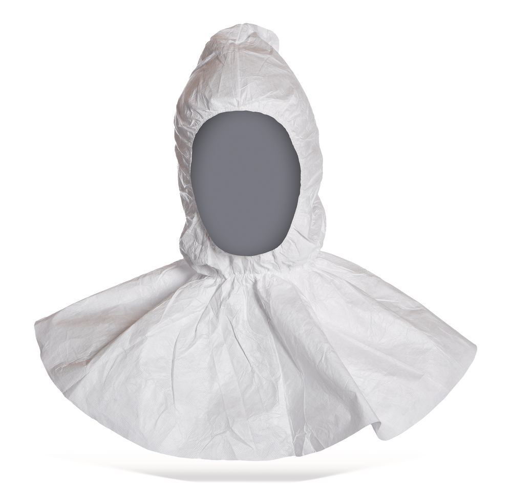 TYVEK 500 hood, PH30 model, White, with extended collar, 25 unit(s) - Luminix Health