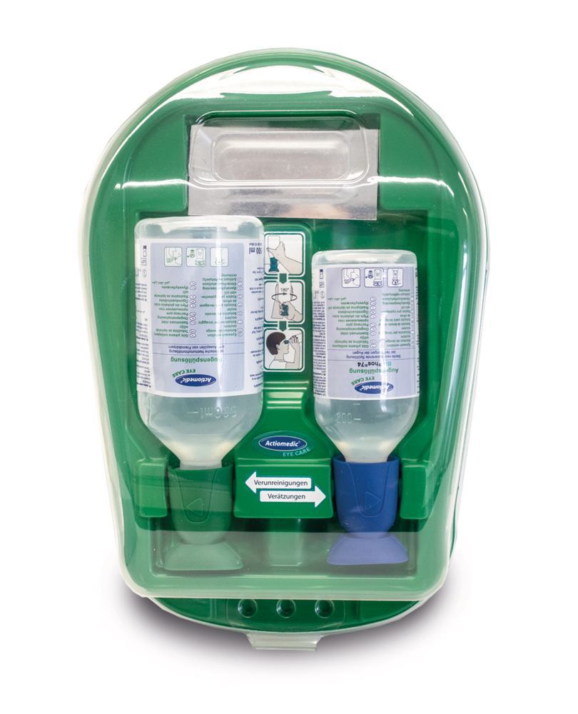 Actiomedic MedidropII eye wash station, 1x NaCl sol. 0.9% and 1x BioPhos®74 sol. - Luminix Health