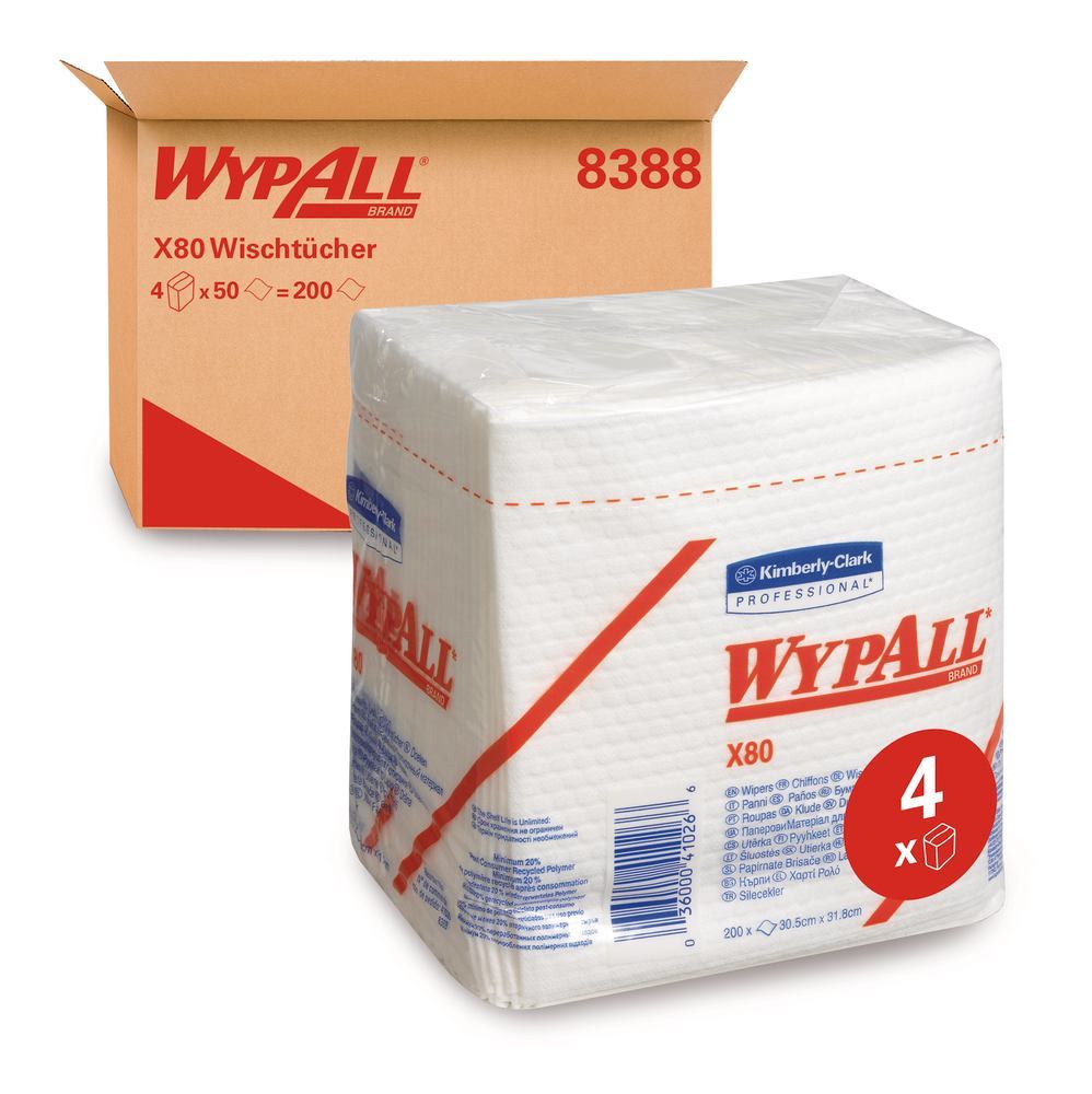 WYPALL® X80 reusable wipes , 1-ply, white, pouch, 310 x 320 mm, 200 unit(s) - Luminix Health