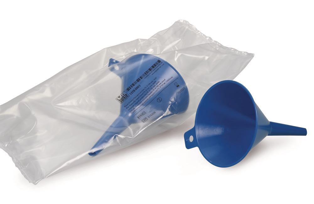 Disposable fluid funnel, PS,, blue, sterile, 10 unit(s) - Luminix Health