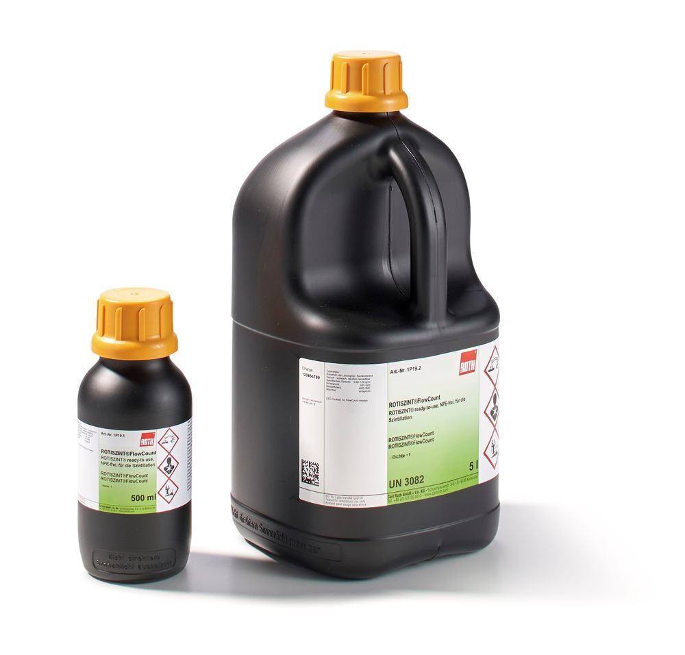 ROTISZINT®FlowCount, NPE free LSC cocktail, ready-to-use, 500 ml, plastic - Luminix Health
