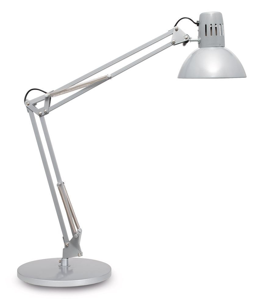 Study desk lamp with base, Metal, lamp head Ø 17 cm, silver, 1 unit(s) - Luminix Health