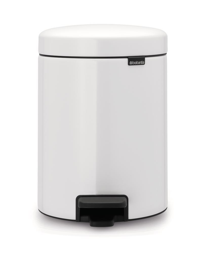 Pedal bin, Steel/PE, white, 5 L, 1 unit(s) - Luminix Health