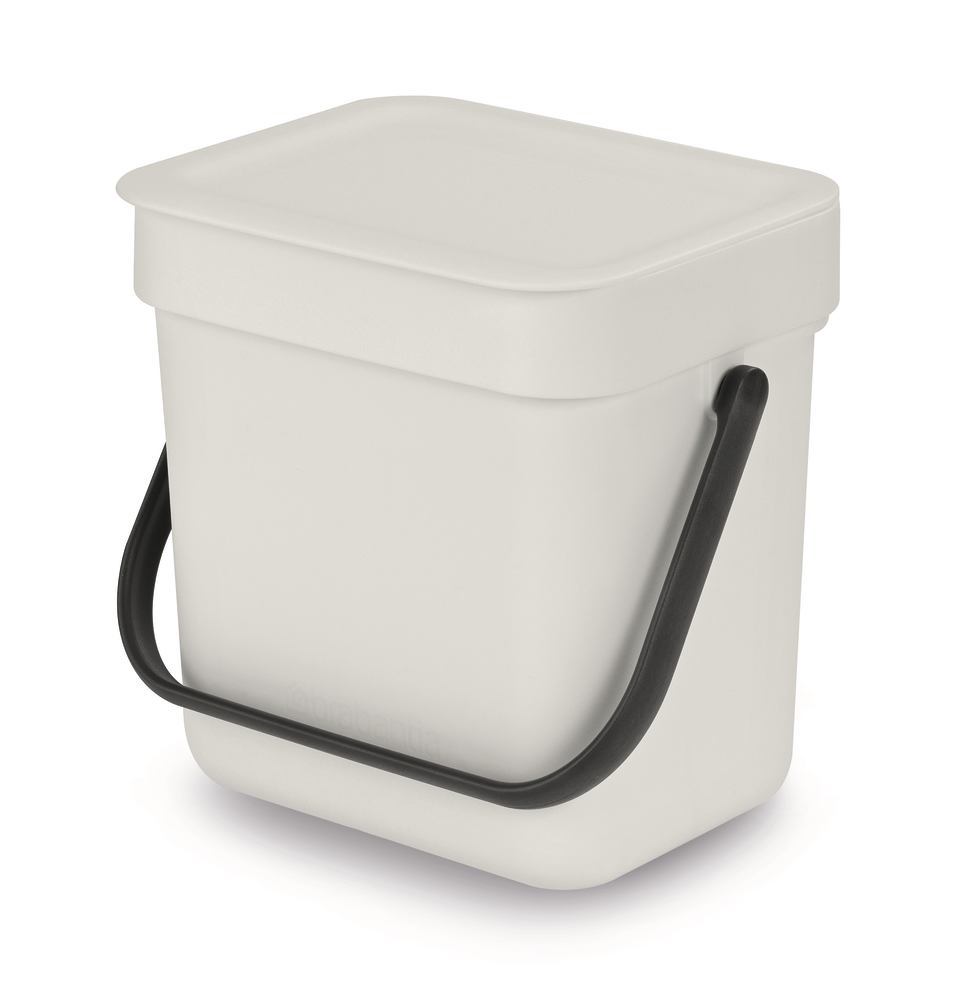 Sort + Go waste bin, light grey, 3 L, W 188 x D 139 x H 181 mm, 1 unit(s) - Luminix Health