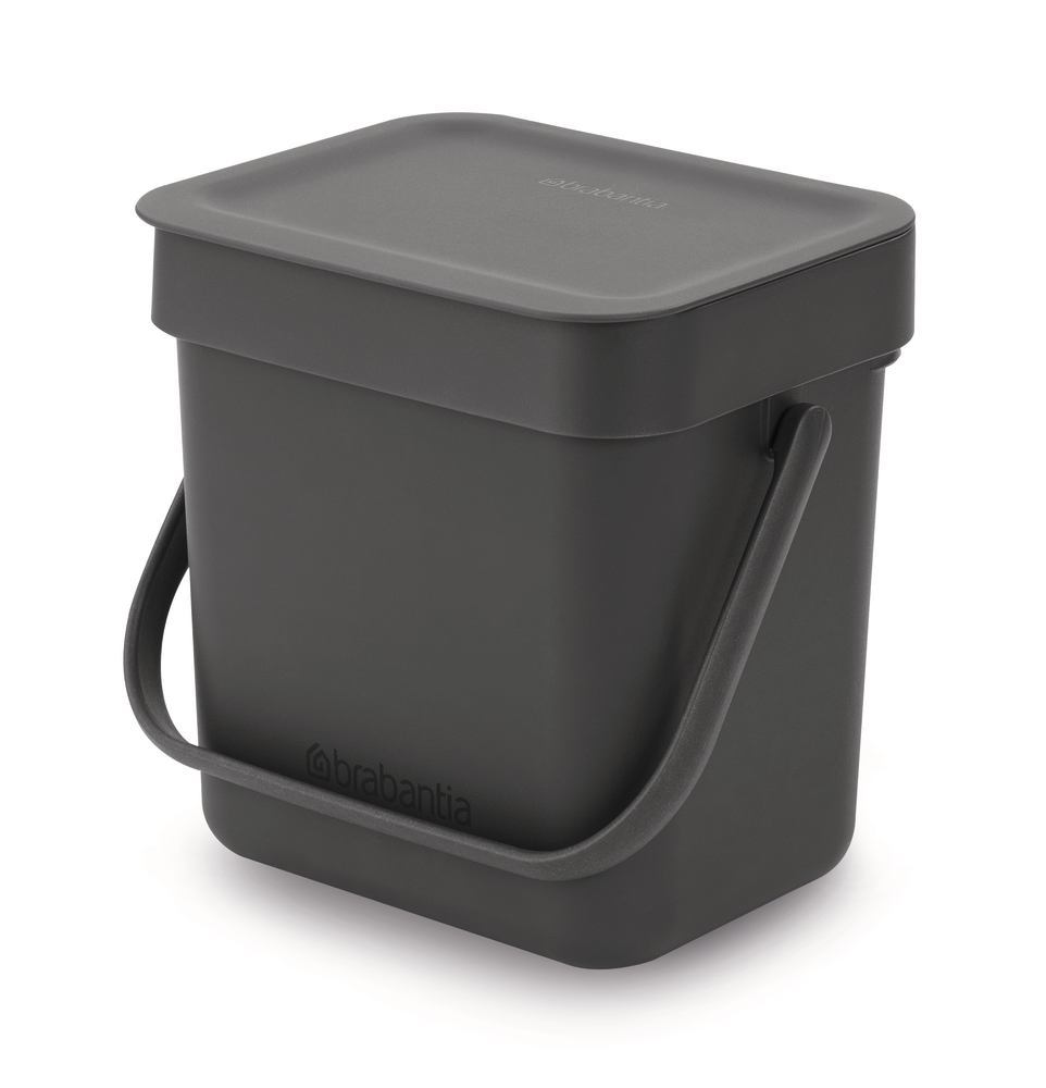 Sort + Go waste bin, grey, 3 L, W 188 x D 139 x H 181 mm, 1 unit(s) - Luminix Health