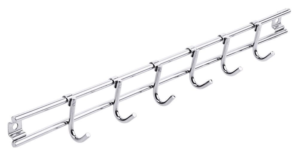 Stainless steel hook strip, with six hooks, 335 x 23 mm, 1 unit(s) - Luminix Health