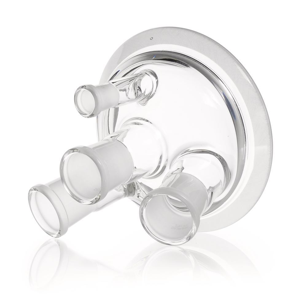 Flat flange lid DURAN® 4 necks with NS centre neck, 3 inclined side necks - Luminix Health