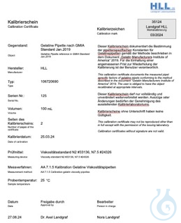 Calibration certificate viscosity pipette 25°C - Luminix Health