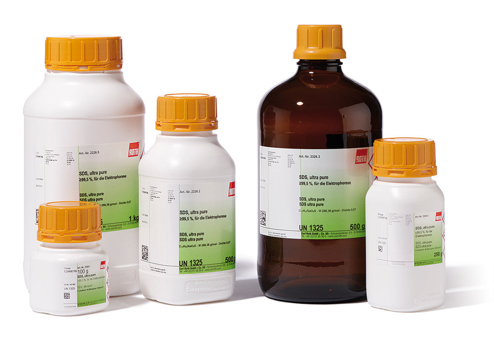 SDS ultra pure, min. 99 %, for electrophoresis,, 100 g, plastic - Luminix Health