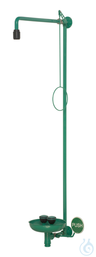 ClassicLine body safety shower with eye shower with stainless steel catch basin - Luminix Health