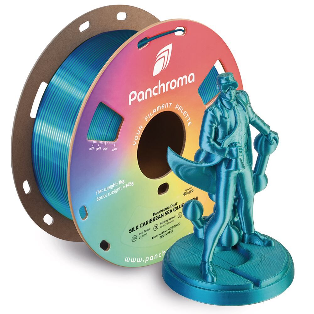 Panchroma PLA Dual Silk Caribbean Sea, 1,75 mm, Blue-Green, 1 kg