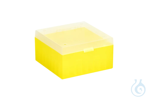 ratiolab® Cryo Boxes, PP, without grid, yellow, 133 x 133 x 75 mm