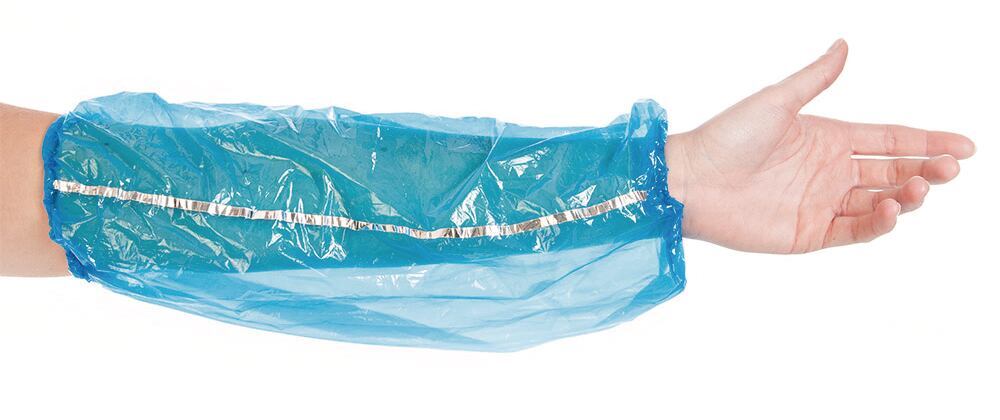 Detectable sleeves, PE, blue, 20 µm, 40 cm