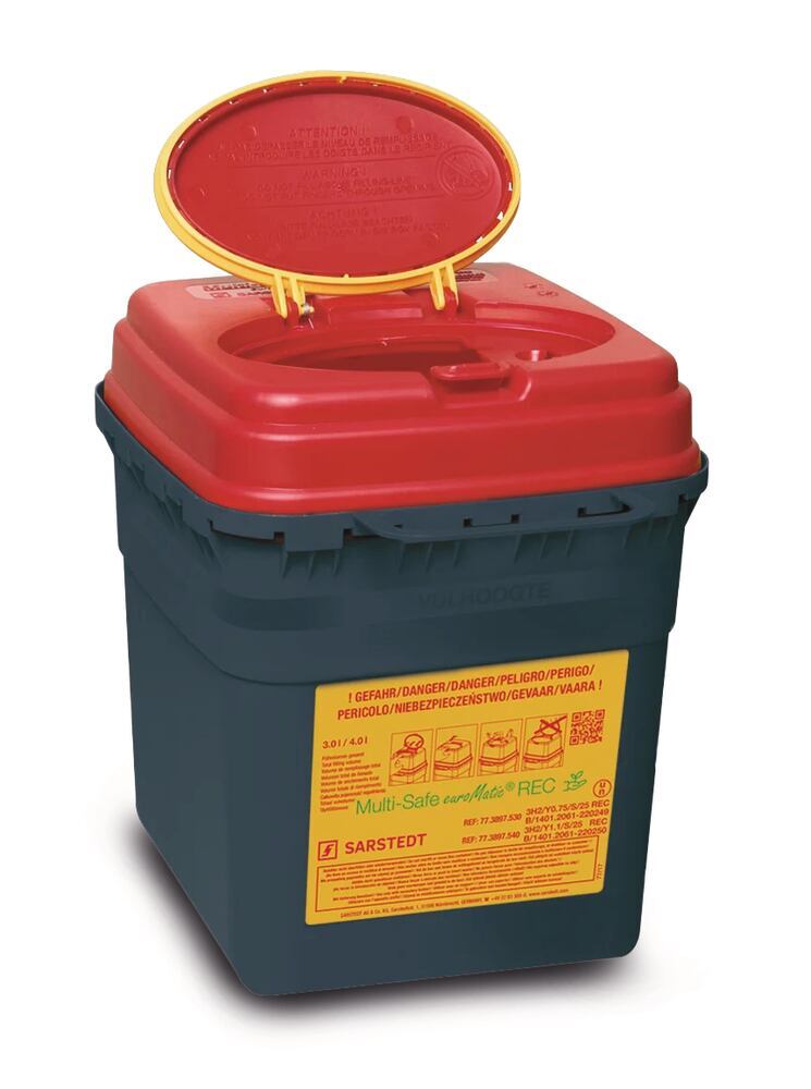 Multi-Safe euroMatic® 3000 REC disposal box, PP, grey/red, 3 l