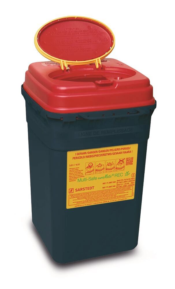 Multi-Safe euroMatic® 4000 REC disposal box, PP, grey/red, 4 l
