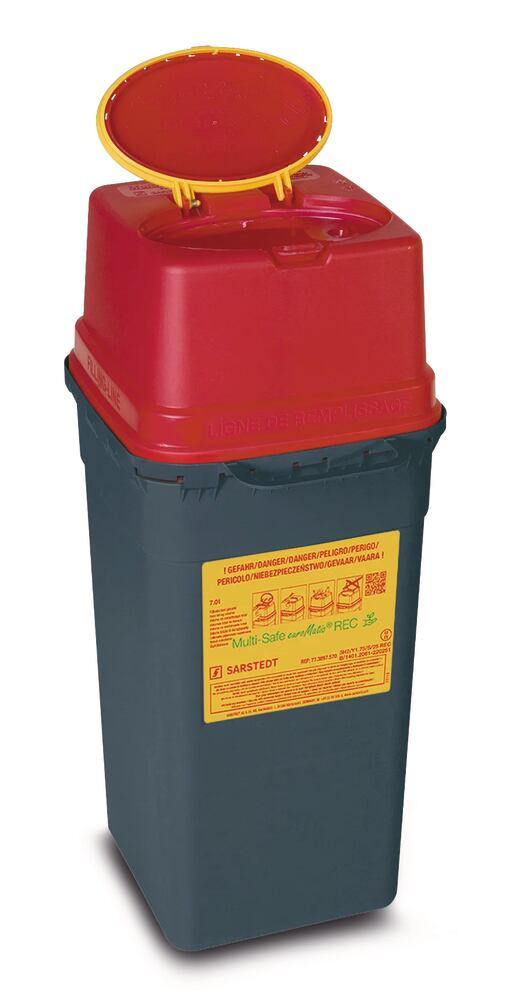 Multi-Safe euroMatic® 7000 REC disposal box, PP, grey/red, 7 l