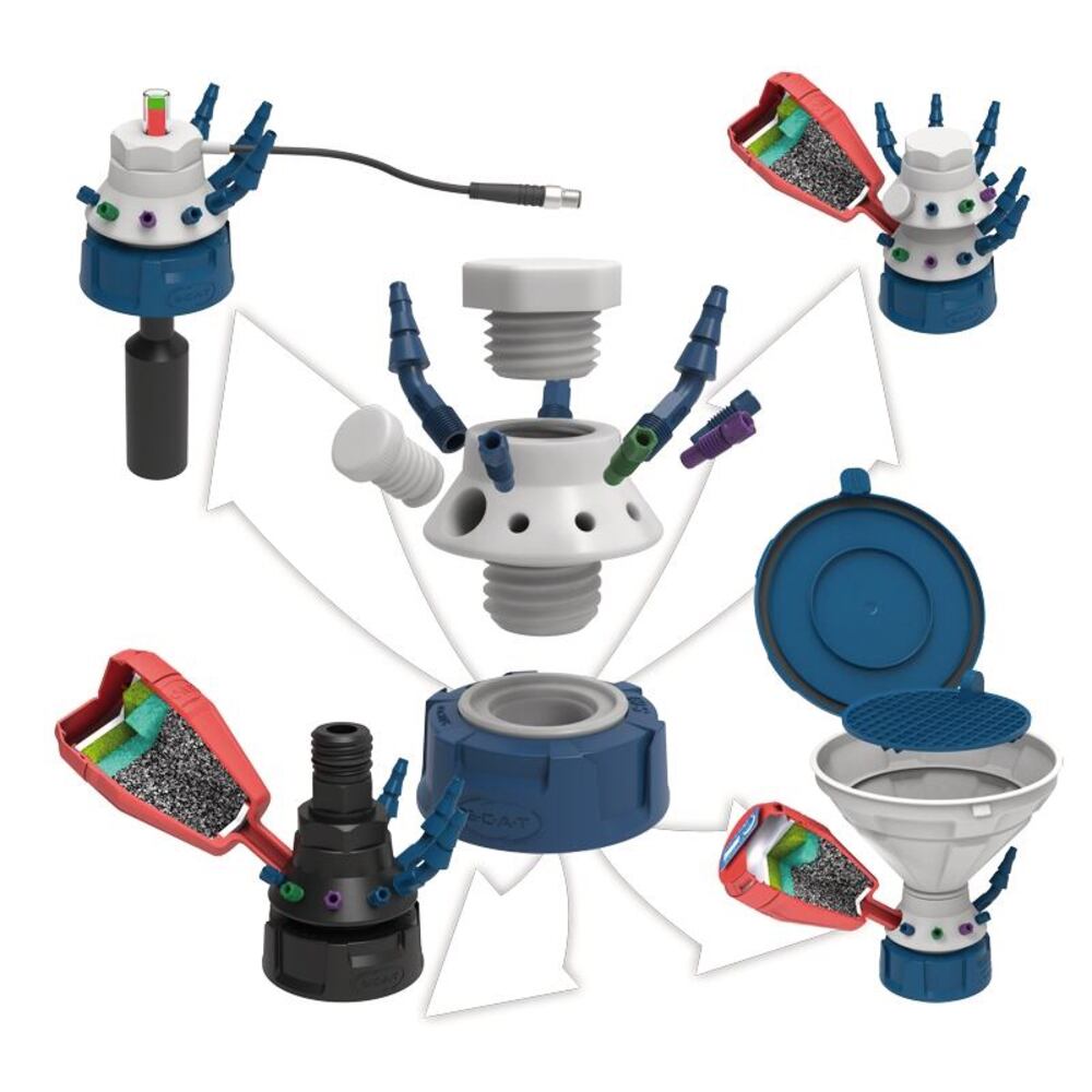 MARCO funnel with lid for LISA, HDPE, with sieve