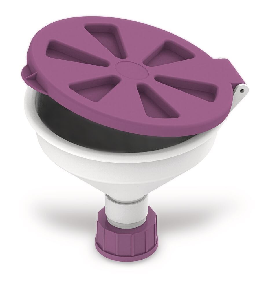 Safety funnel with hinged lid, PP, GL45