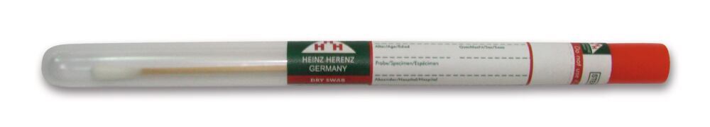 Swab without medium, sterile, wooden rod/cotton, in tube