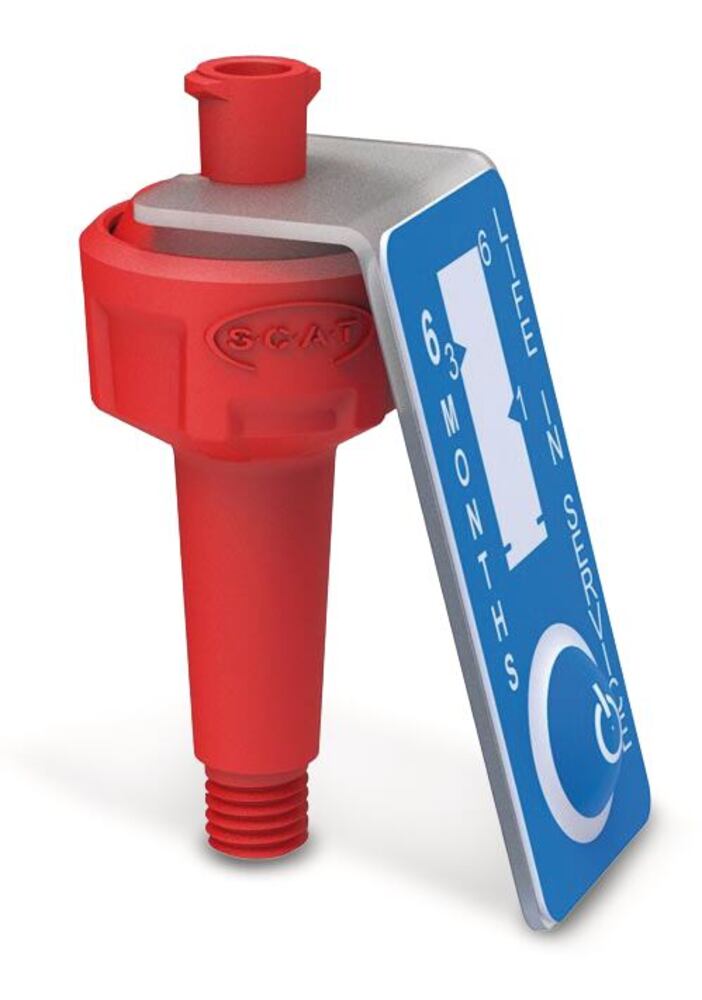 SCAT venting valve for HPLC safety caps, red