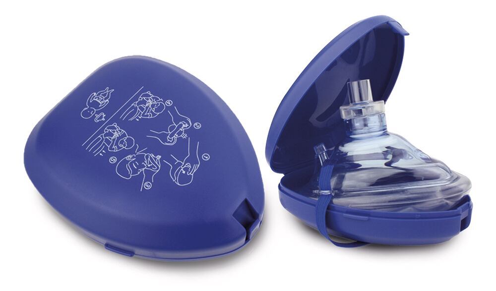 Pouch-style respiratory mask, blue