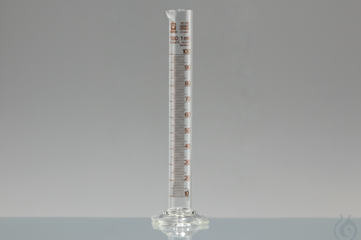 Grad. cyl. tall f. SB-ETERNA B Boro 3.3, 25 ml: 0,5 ml, with glass base - Luminix Health
