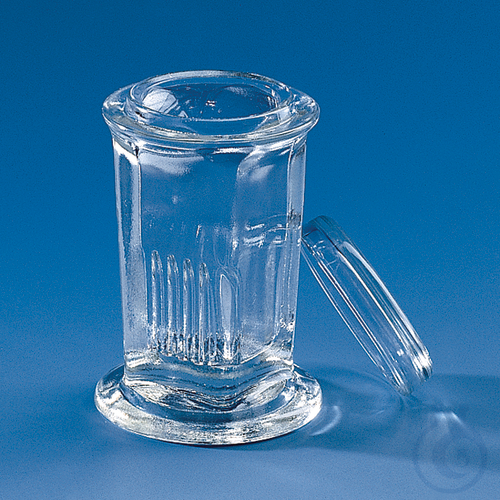 Stain.trough Coplin pattern round w.lid, f. 10 slides 76 x 26 mm, soda-lime glas - Luminix Health