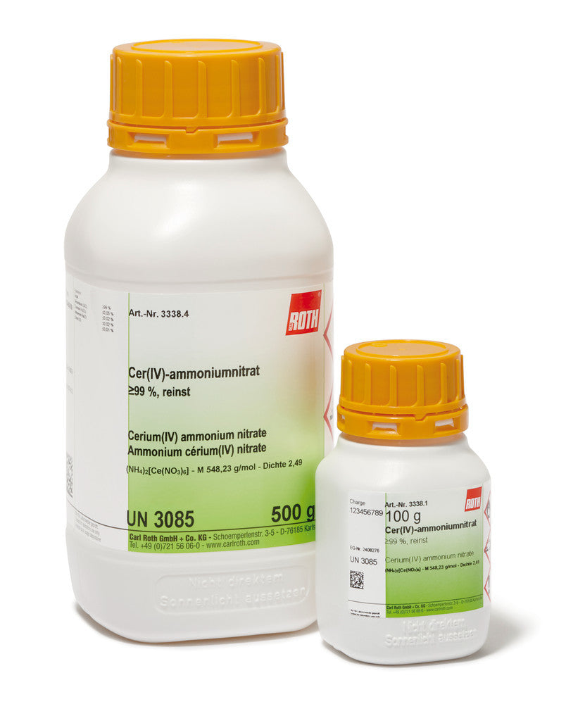 Ceric(IV) ammonium nitrate, min. 99 %, extra pure, 100 g, plastic - Luminix Health