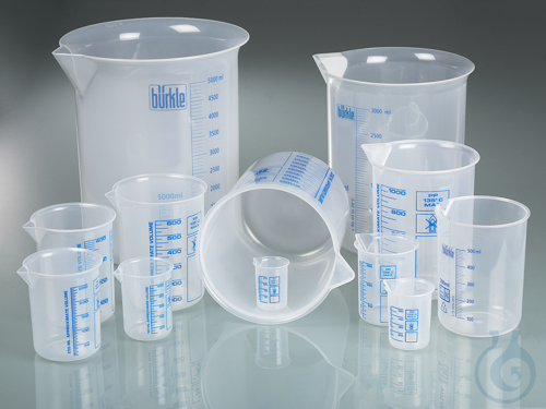 Laboratory/ Griffin beaker PP, 400 ml, blue scale