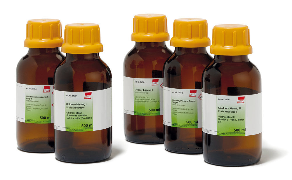 Masson-Goldner's trichrome staining kit, for microscopy, 1 kit, glass - Luminix Health