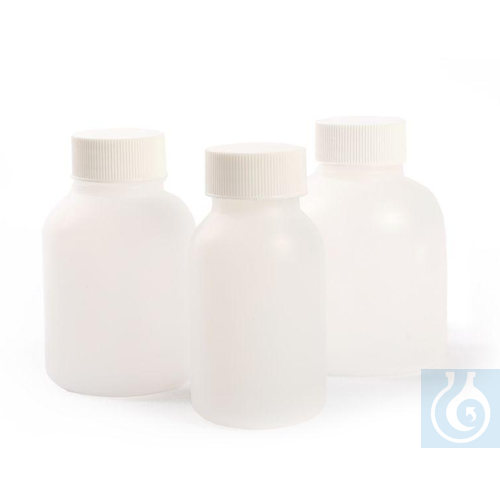 Bottles round small type 150 ml, HDPE, with screw cap, Ø 60 x H 97, mouth 29 mm - Luminix Health