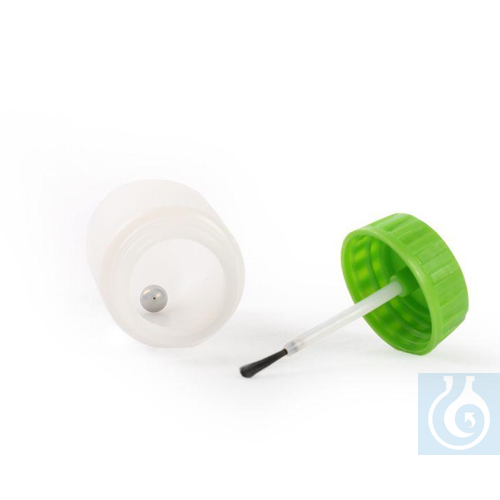 Graduated bottle with brush and steel ball 50 ml, HDPE, screw cap, Ø 40 x H 73 - Luminix Health