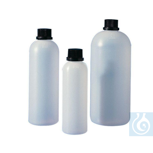 Bottles round narrow neck 500 ml, HDPE, tamper evident, inner cap, Ø64 x H200 mm - Luminix Health