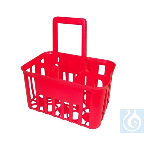 Bottle carrier for 6 bottles, red plastic - Luminix Health